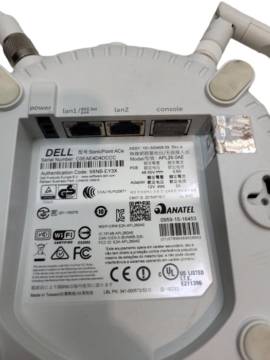 DELL SONICPOINT ACE APL26-0AE DUAL BAND 802.11AC WIRELESS ACCESS POINT &