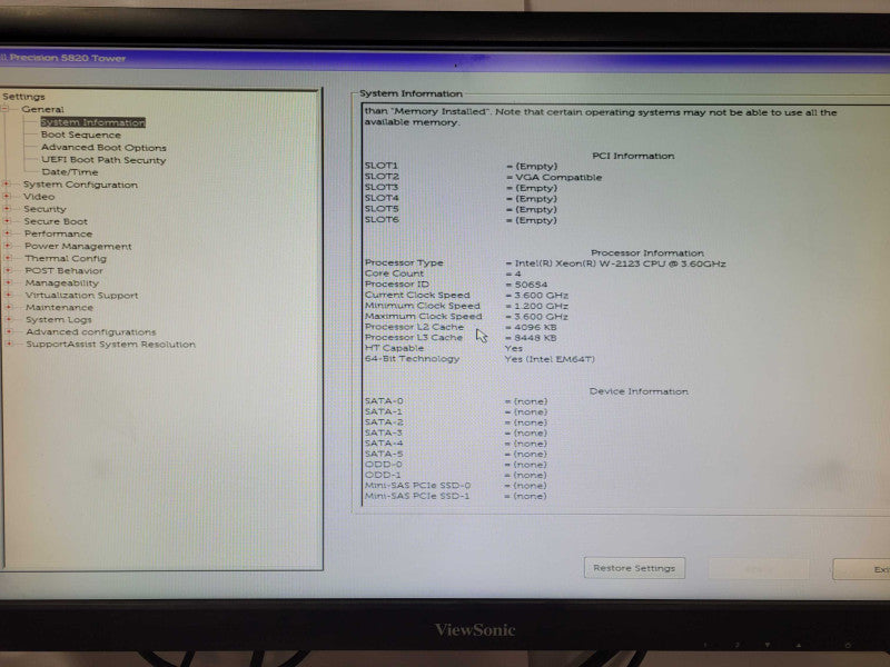 Dell Precision T5820 Xeon W-2123 3.6GHz, 32GB RAM, No HDD/GPU, 950W PSU _