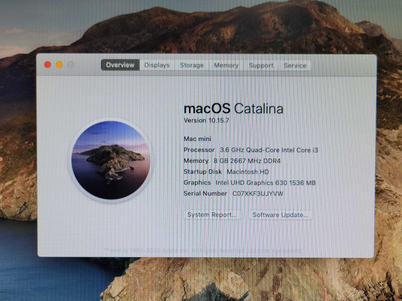 Apple Mac Mini L2018, Core I3-8100B 3.6GHz, 8GB RAM, 128GB SSD READ _