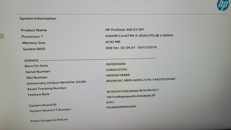 HP ProDesk 400 G5 SFF - Core i5-8500 | 8GB | 256GB SSD %