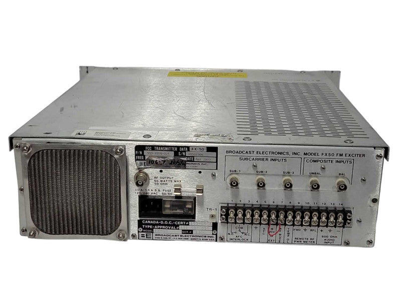Broadcast Electronics FX50 Exciter FCC Transmitter Data PN: 909-1050-224 READ _