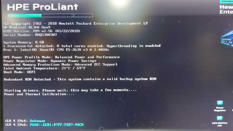 HP proliant DL360 Gen9 Xeon E5-2630 V3 @ 2.40ghz / 8gb ram / P440ar Raid #