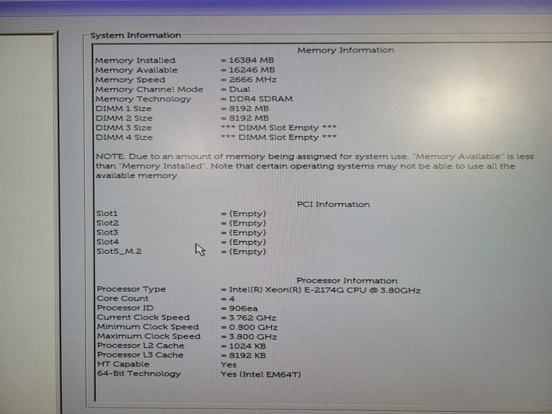 Dell Precision 3630 XEON  E-2174G @ 3.80ghz 16GB RAM NO HDD/GPU !