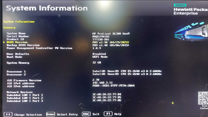HP Proliant DL380 Gen9 2x Xeon E5-2640 V3 @ 2.60ghz / 32gb ram / P440ar READ #