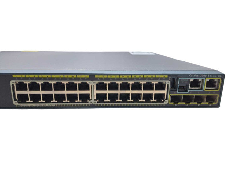 Cisco WS-C2960S-24PS-L | 24 Port Gigabit 370W PoE+ Network Switch )