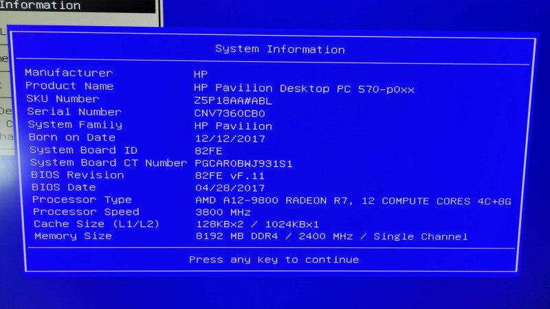 HP Pavilion 570 - AMD A12-9800 @ 3.8Ghz | 8GB RAM | 256GB NVMe SSD %