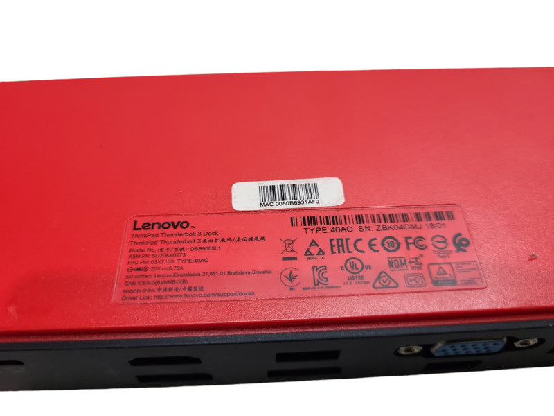 Lenovo ThinkPad Thunderbolt 3 Dock Docking Station DBB9003L1 &