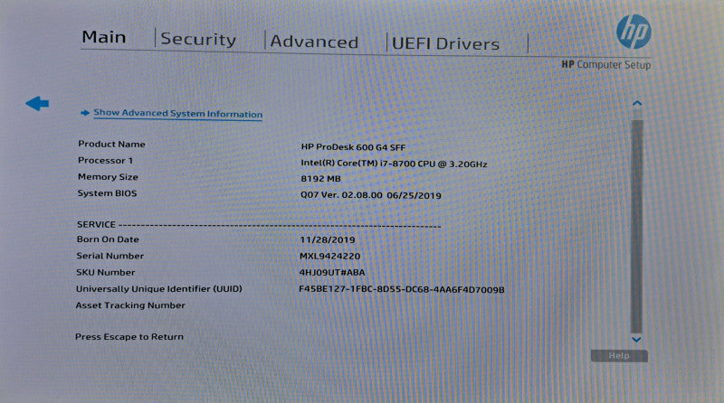 HP ProDesk 600 G4 SFF | i7-8700 @ 3.20GHz 8GB DDR4 | No HDD\\'s/OS )