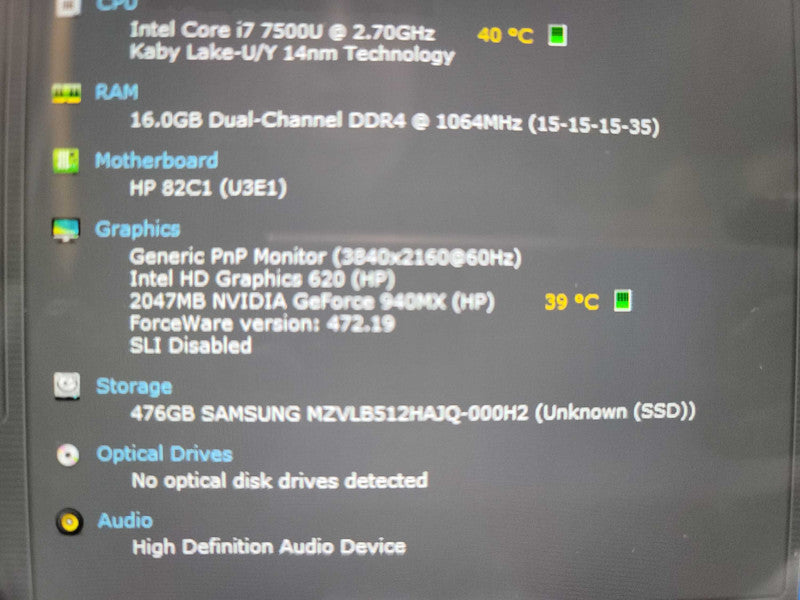 HP Spectre | i7-7500U | 16GB DDR4 | GeForce 940MX | 512GB m.2 |READ Î²