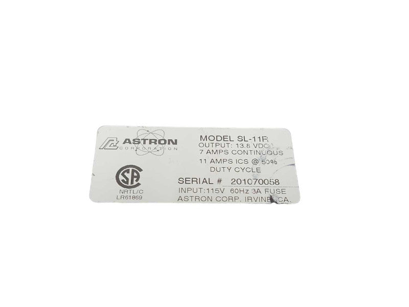 Astron SL-11R Compact Table Top 11 Amp Regulated DC Power Supply, READ _