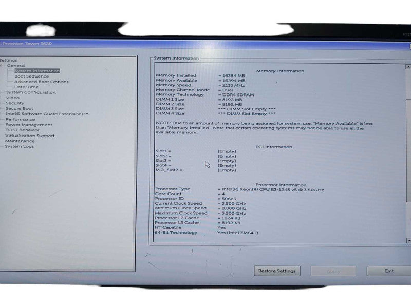 Dell precision T3620 Xeon E3-1245 V5 @ 3.50ghz / 16gb ram / READ #