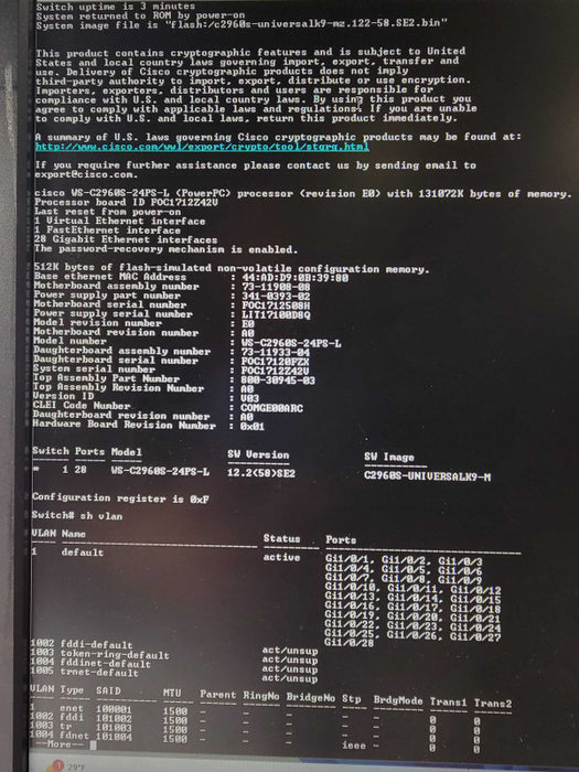 Cisco WS-C2960S-24PS-L 24 Port Gigabit 370W PoE+ Switch _