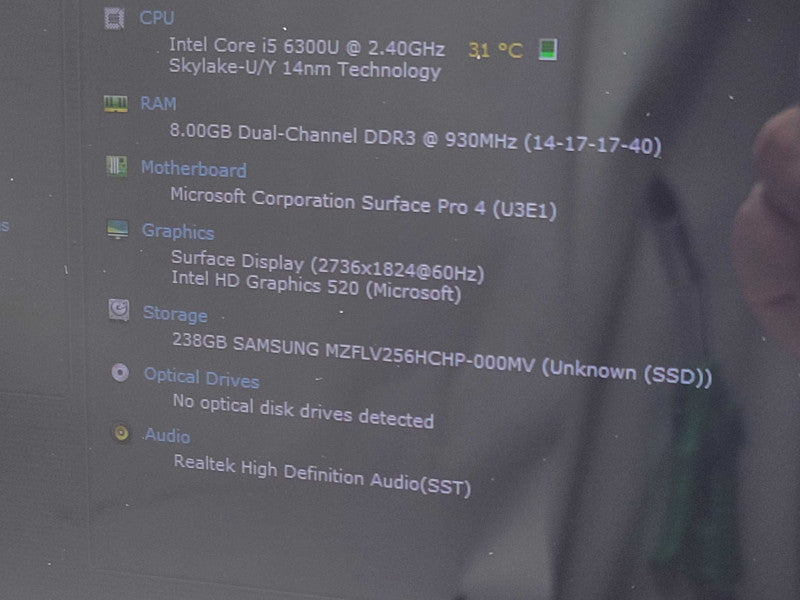 Microsoft Surface Pro 4 Core i5-6300U 2.4GHz, 8GB GB 256GB SSD SEE _
