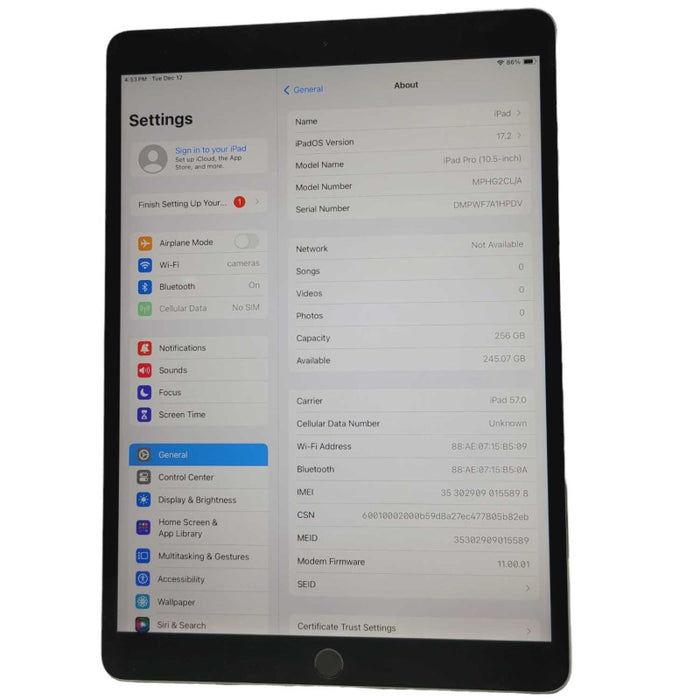 Apple iPad Pro (10.5 inch) 256GB WiFi+Cellular UNLOCKED A1709 -