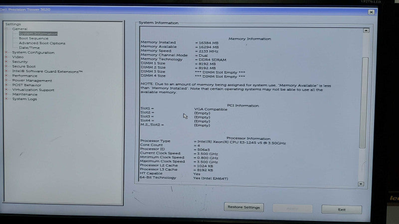 Dell precision T3620 Xeon E3-1245 V5 @ 3.50ghz / 16gb ram / NVS 310 GPU #