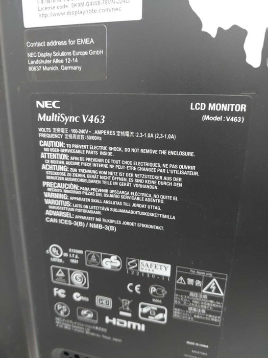 NEC Multisync V463 LCD Monitor w Model: SP-TF1 mounted side speaker set â