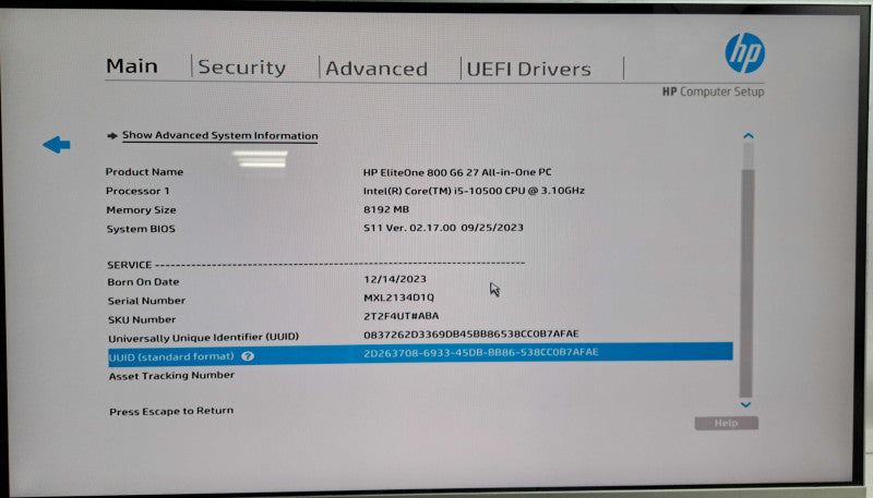 HP EliteOne 800 G6 27\\" 1440p Touch AIO | i5-10500 @ 3.10GHz 8GB Ram 256GB SSD )