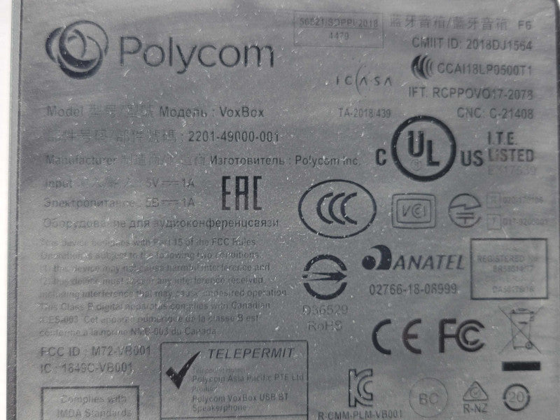 Polycom VoxBox 2201-49000-001 HD Voice Bluetooth Speaker phone _