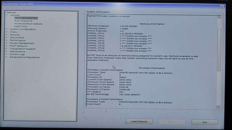 Dell precision T7810 2x Xeon E5-2620 V3 @ 2.40ghz / 8gb ram / Quadro K420 GPU #