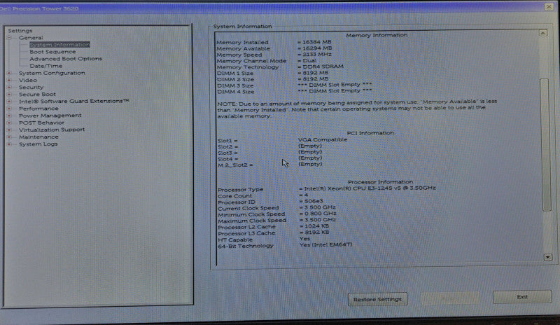 Dell Precision T3620 | Xeon E3-1245 v5 @ 3.50GHz 16GB DDR4 M2000 256GB SSD )