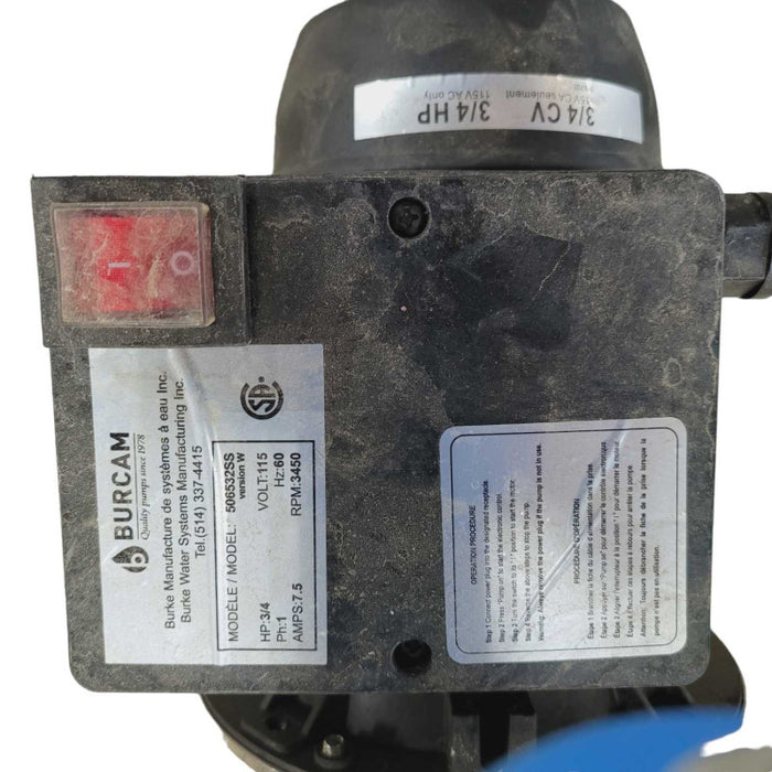 Burcam water pump 3/4 HP Model: 506532SS Q-