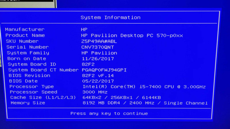 HP Pavilion 570 - Core i5-7400 | 8GB RAM | 256 NVMe SSD %