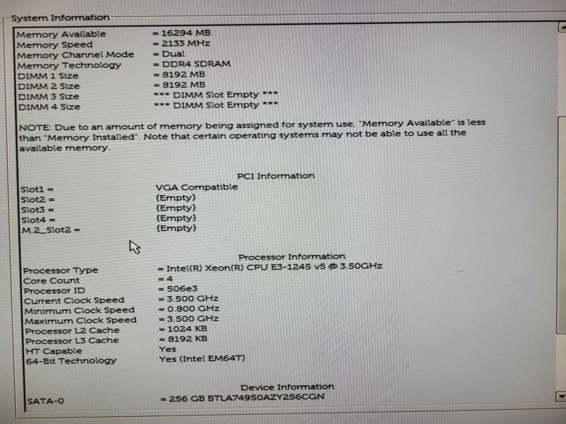 Dell Precision Tower 3620 E3-1245 v5 @ 3.50GHz 16GB DDR4 M2000 GPU 256GB SSD Q$