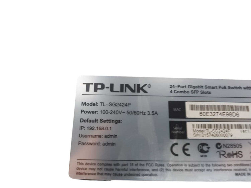 TP-Link TL-SG2424P 24x port gigabit PoE Smart Switch Q#