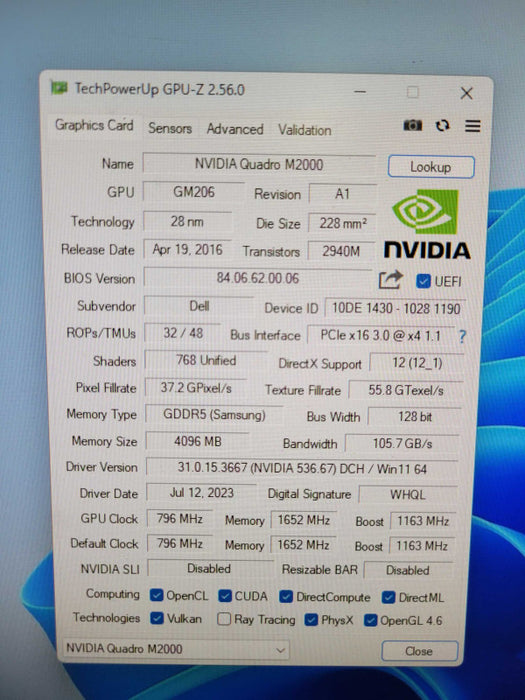 Dell NVIDIA QUADRO M2000 4GB %
