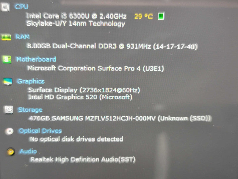 Microsoft Surface Pro 4 |  i5-6300U | 8GB DDR3| 512GB M.2  Î²