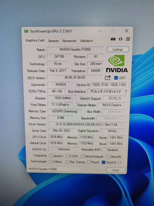 Nvidia Quadro P2000 | 5GB GDDR5 PCI-E Graphics Card !