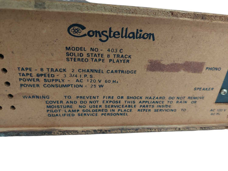 Constellation Solid State Stereo Tape 8-Track Player Model: 403C  â