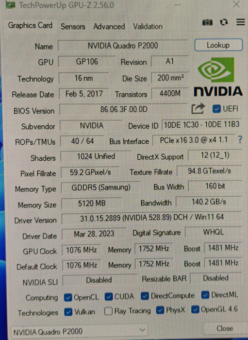 NVIDIA Quadro P2000 | 5GB GDDR5 4x DisplayPort Graphics Card )