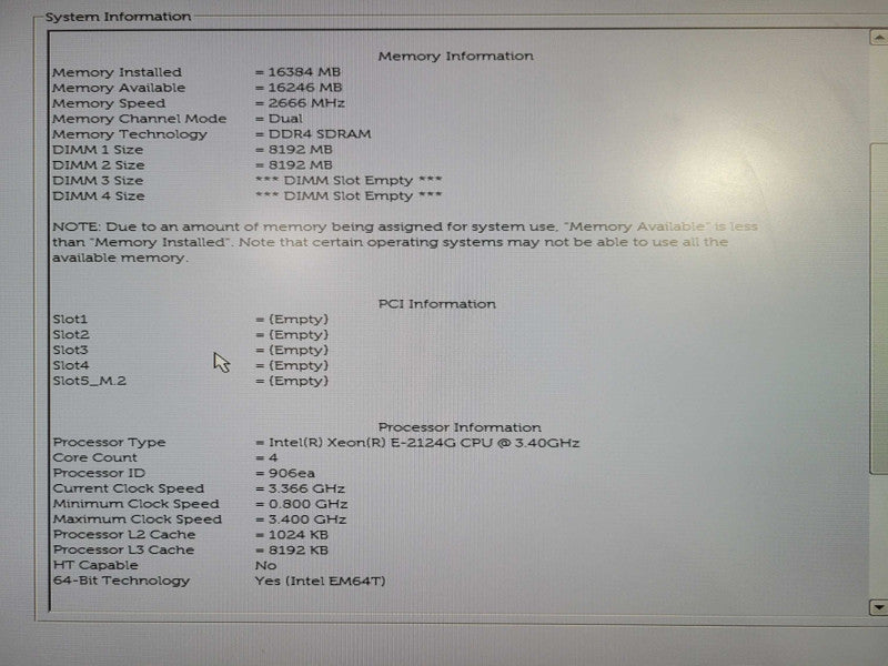 Dell Precision 3630 XEON E-2124G @ 3.40ghz 16GB RAM NO HDD/GPU !