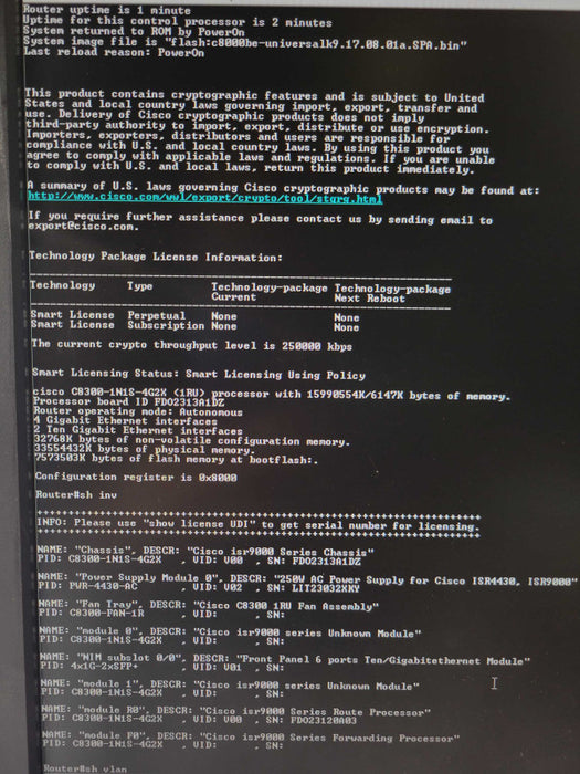 Cisco Catalyst C8300-1N1S-4G2X Router 1x PSU, READ _