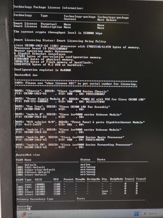 Cisco C8300-1N1S-6T 1RU Router 6x 1GE 1xSM 1x NIM Slot, READ _