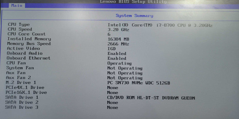 Lenovo ThinkCentre M720S Core i7- 8700  @ 3.20GHz 16GB DDR4 Ram 512GB NVMe !