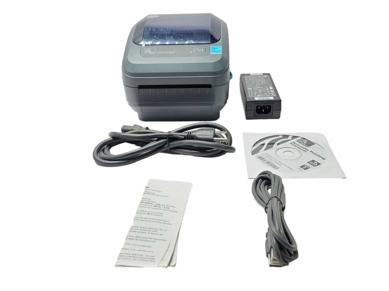 Zebra GK420D GK42-202510-000 Direct Thermal Label Printer w/ Power adapter _