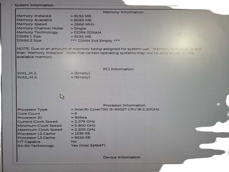 Dell OptiPlex 3070 USFF i5-9500T @ 2.20GHz 8GB DDR4 256GB SSD + Adapter !