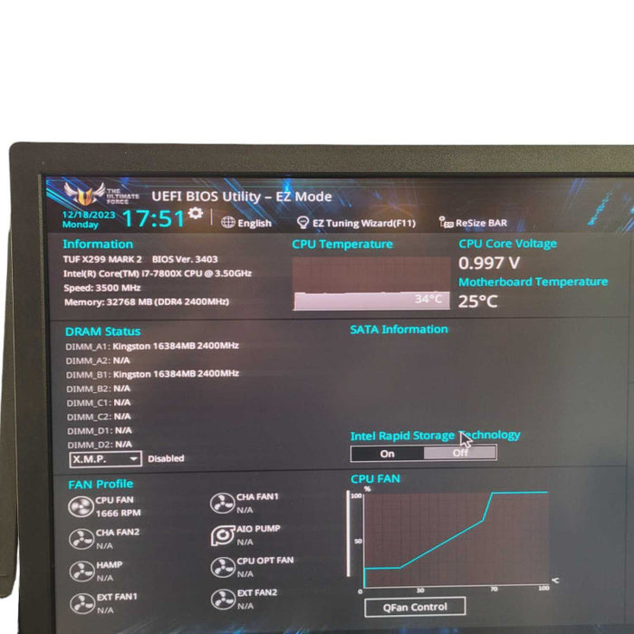 ASUS TUF X299 Mark2 with i7-7800X @3.50GHz & 32GB RAM  -