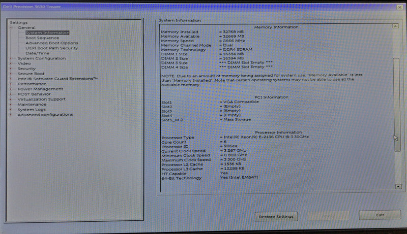 Dell Precision 3630 | Xeon E-2136 @ 3.30GHz 32GB DDR4 512GB NVMe No GPU )