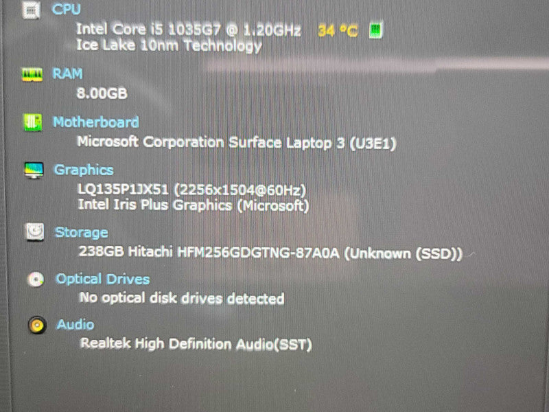 Microsoft Surface Laptop 3| i5-1035G7| 8GB DDR3| 256GB SSD Î²