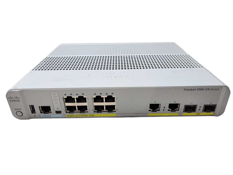Cisco WS-C3560CX-8PC-S | 8x Gigabit PoE+ 2x SFP Silent Switch | Factory Reset )