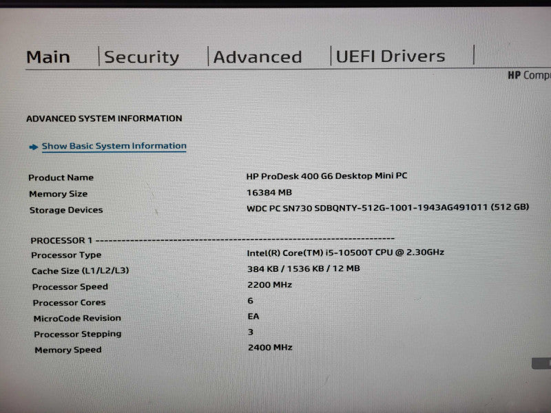 HP ProDesk 400 G6 Desktop Mini PC i5-10500T @ 2.3GHz 16GB DDR4 512GB NVme $