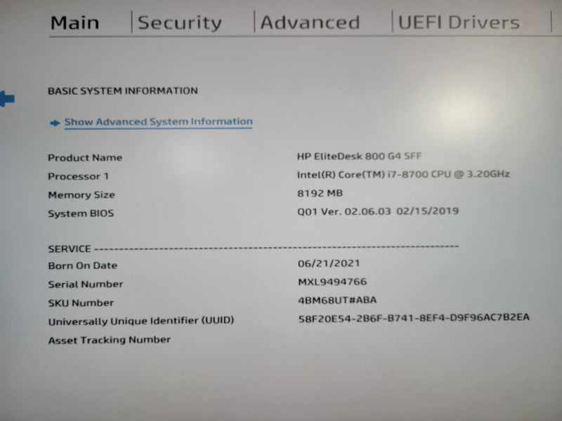 HP EliteDesk 800 G4 SFF i7-8700 @ 3.20GHz 8GB DDR4 256GB NVme !
