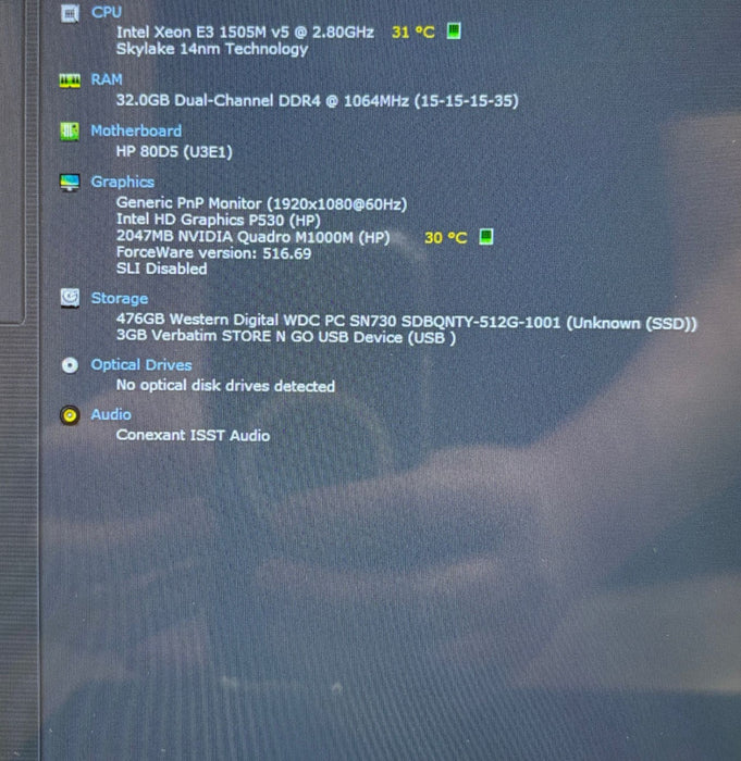 HP ZBook 15 G3 Touch Screen XEON E3-1505M QUADRO M1000M 2GB GPU 32GB 512SSD Q