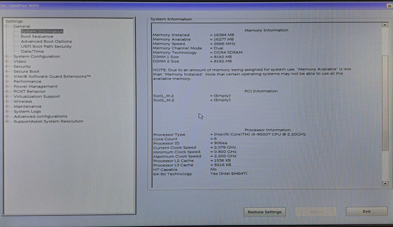 Dell OptiPlex 3070 USFF | i5-9500T @ 2.20GHz 16GB DDR4 256GB M.2 )