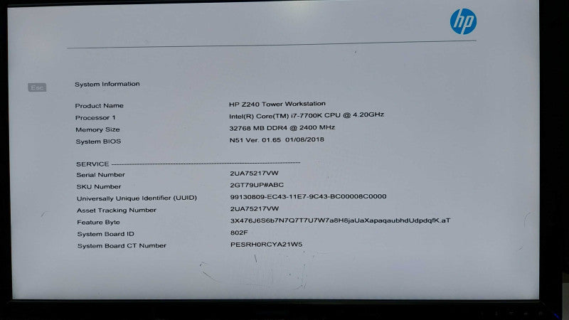 HP Z240 workstation i7-7700K @ 4.20ghz / 32gb ram / Quadro M2000 #