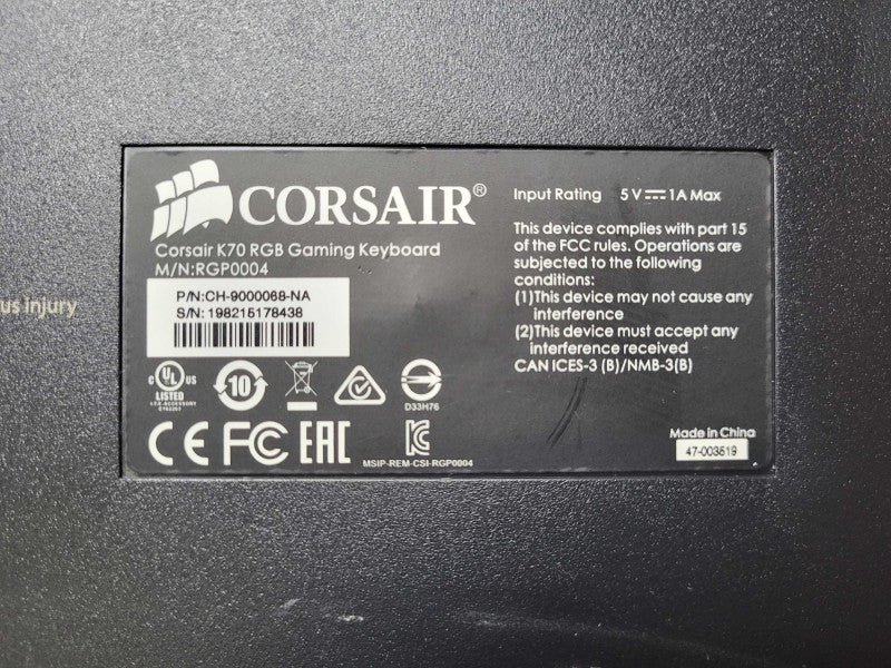 CORSAIR - K70 RGB Mechanical Gaming Keyboard CH-9000068-NA $