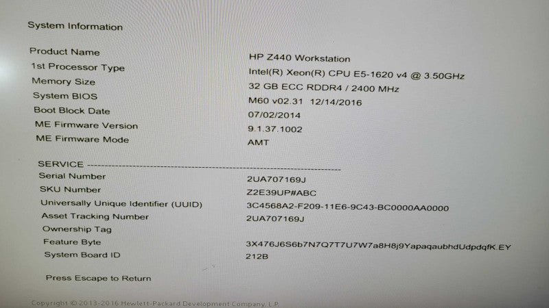 HP Z440 - Xeon E5-1620 v4 | 32GB RAM | QUADRO M2000 | NO HDD %